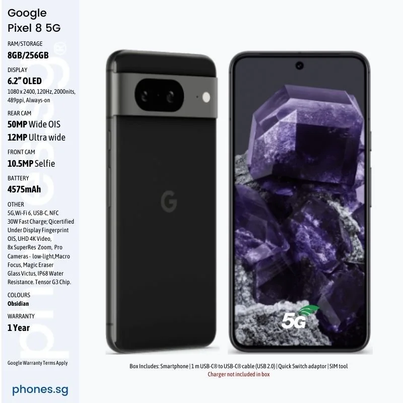 NEW Google Pixel 8 5G (6.2-inch/ 50MP Wide/ 120Hz OLED) Mobile